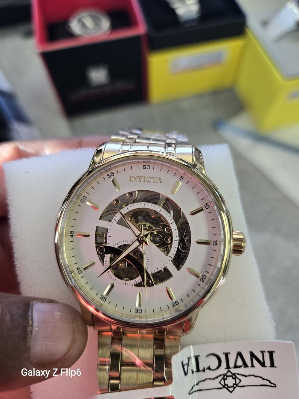 Invicta Men’s Gold-Tone Skeleton Dial Automatic Watch